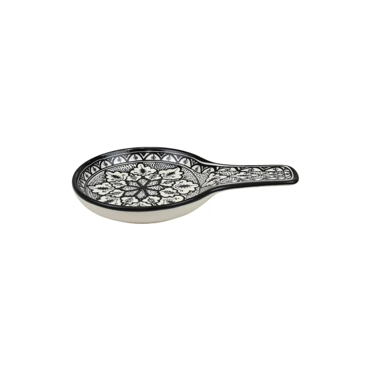Assemble Aleah Ceramic Spoon Rest Black & White 14x22cm