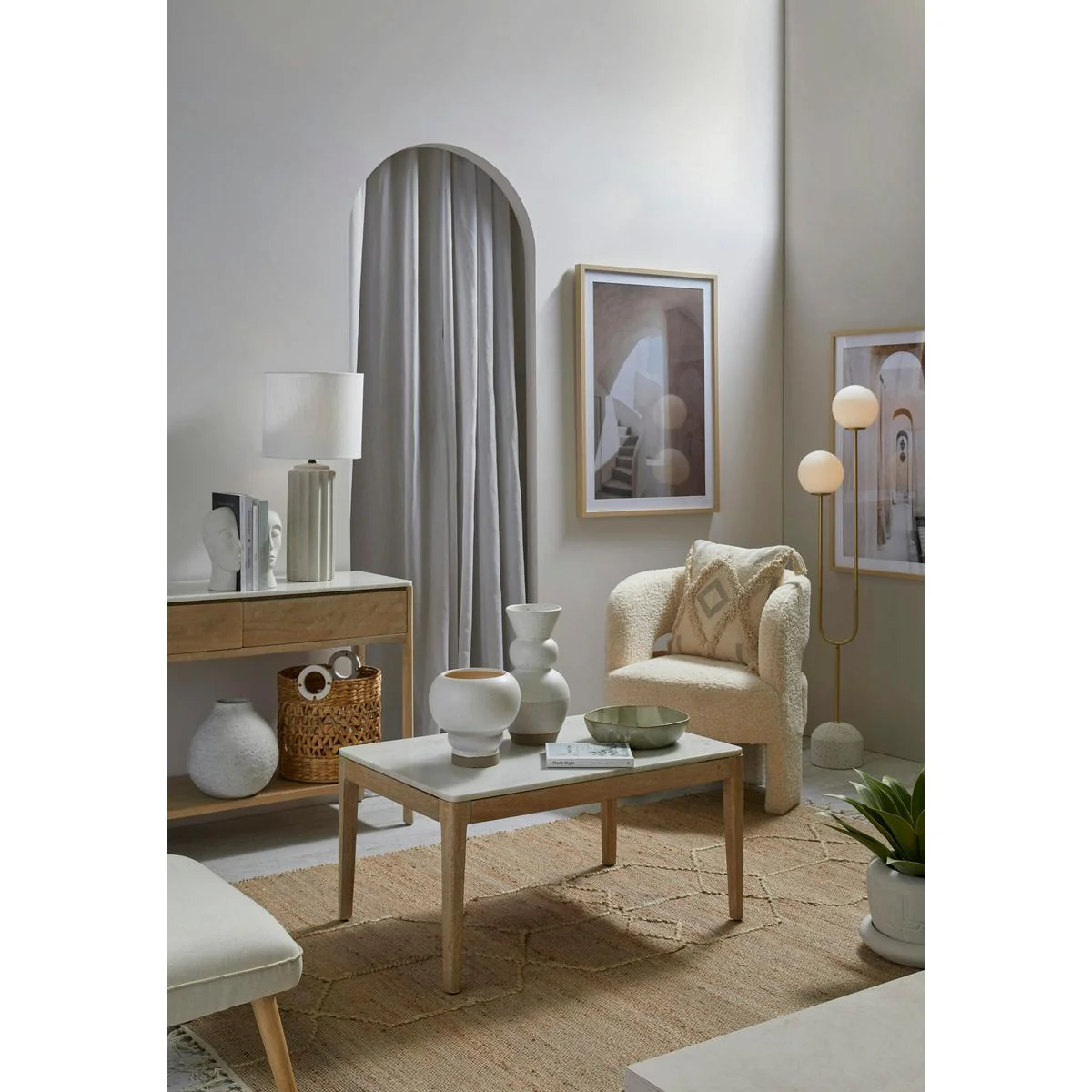 Amalfi Tivoli Floor Lamp White & Gold 32x20x150cm - Image 12