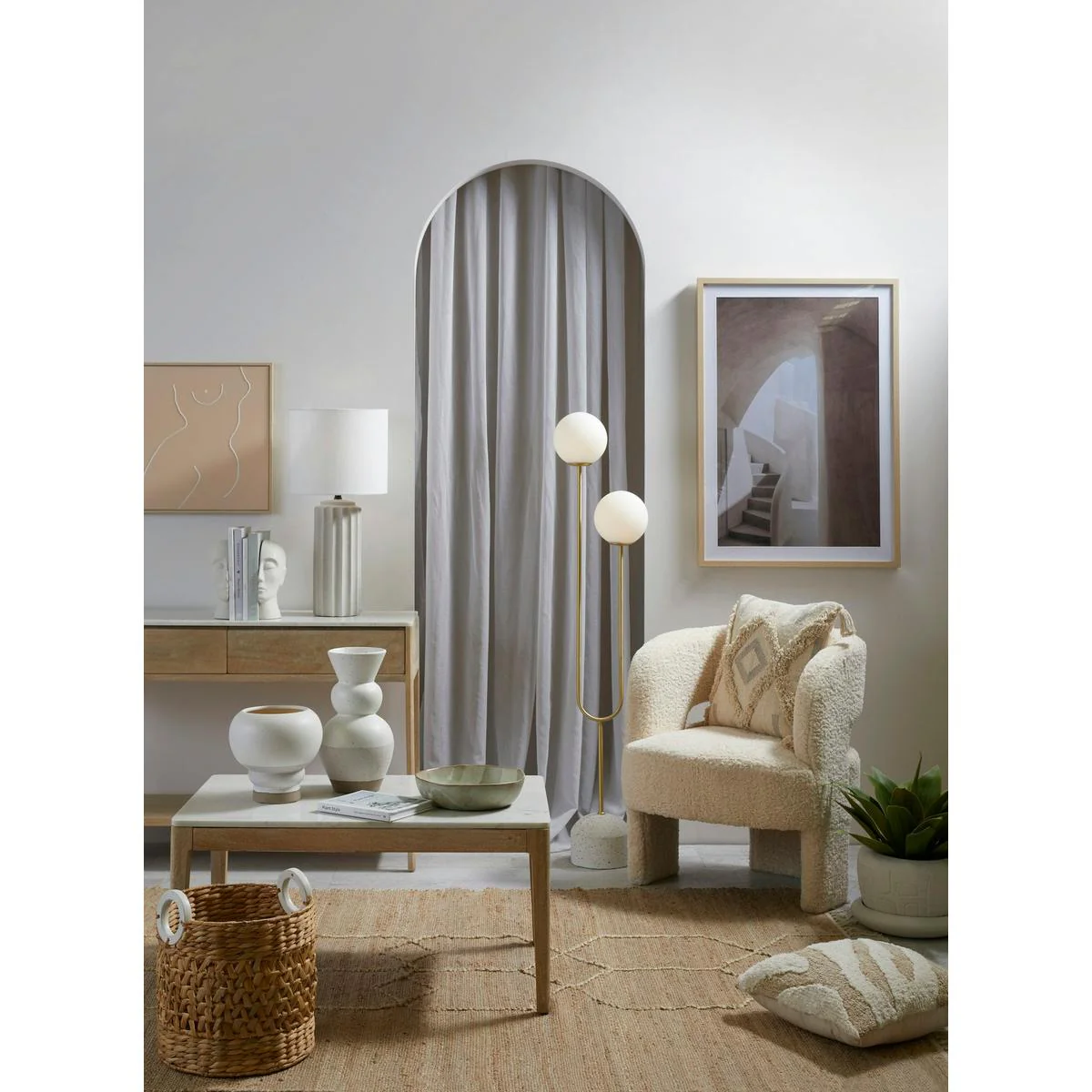 Amalfi Tivoli Floor Lamp White & Gold 32x20x150cm - Image 5