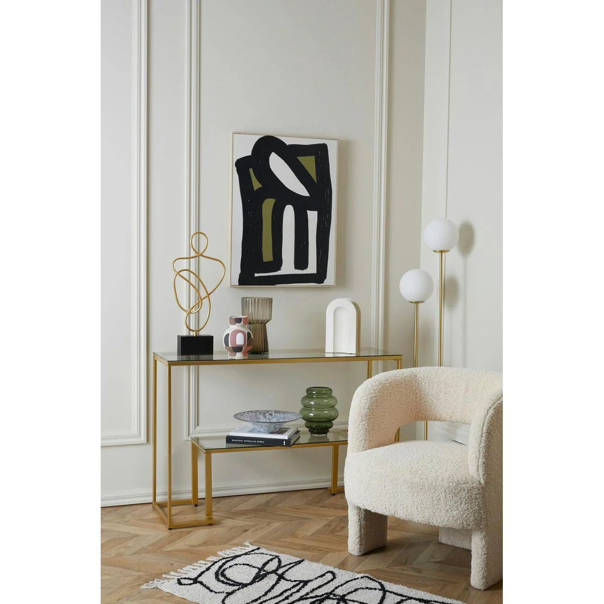 Amalfi Tivoli Floor Lamp White & Gold 32x20x150cm - Image 8