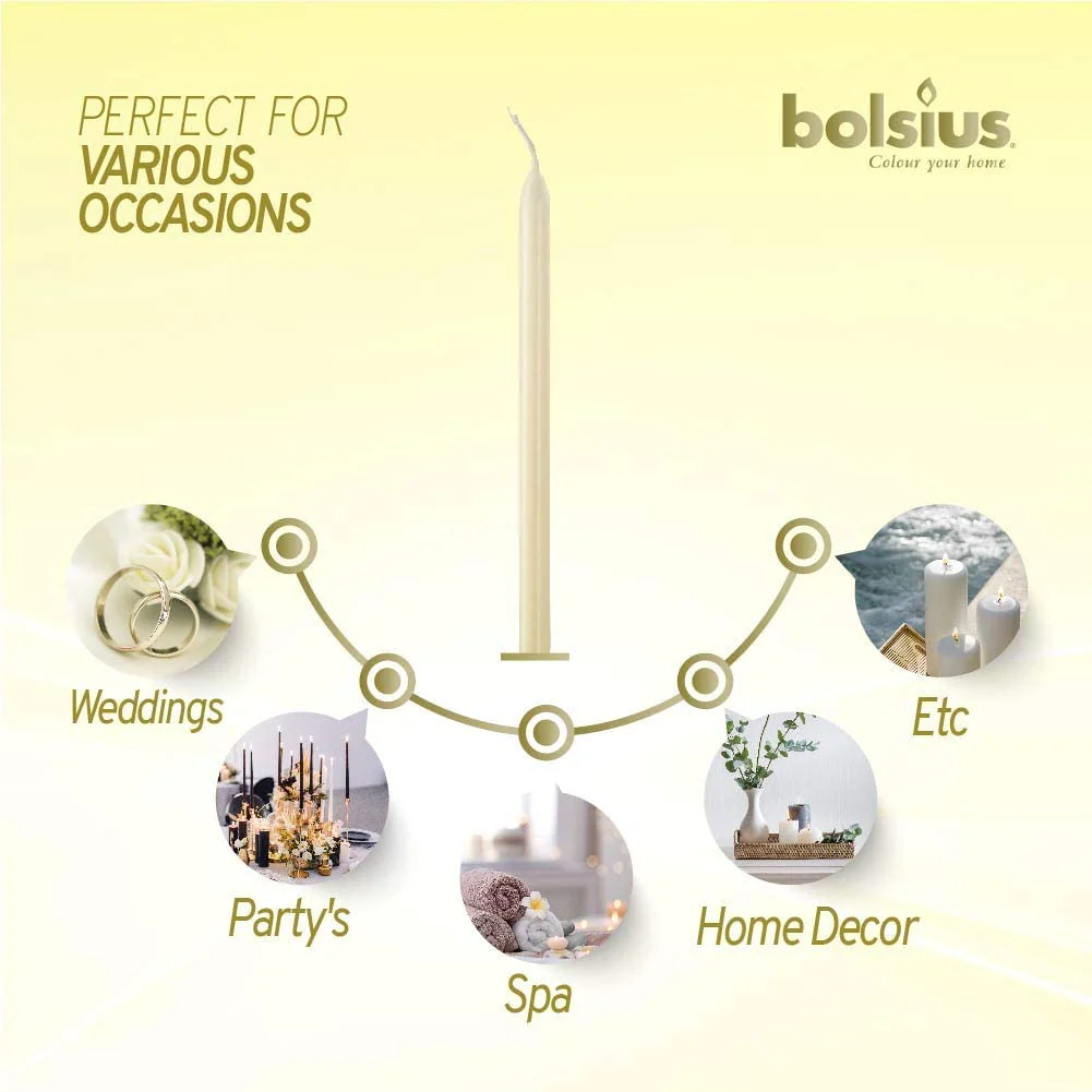 Bolsius Ivory Taper Candle 24.5cm - Image 3