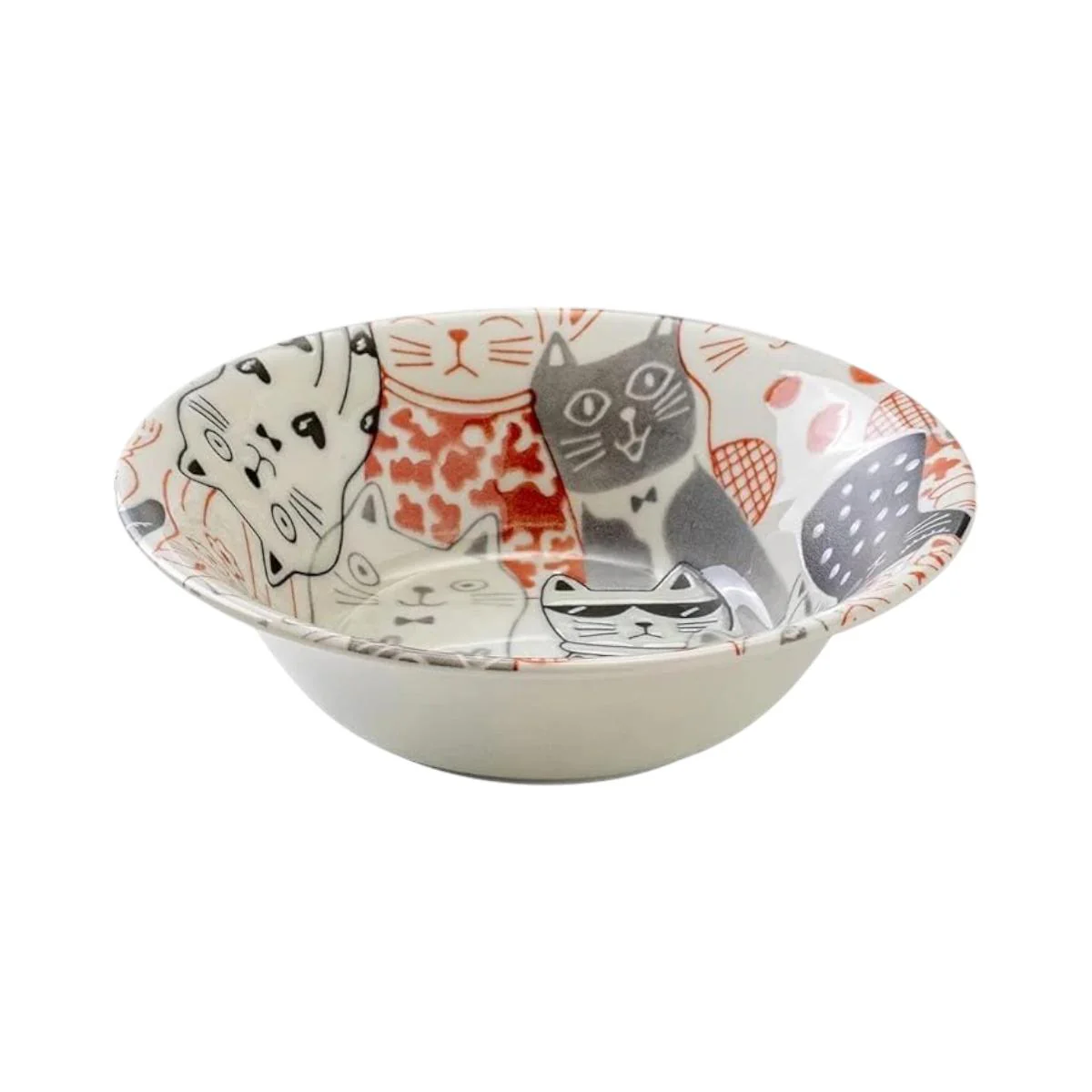 Concept Japan Downtown Cats Shallow Bowl Red 16cm