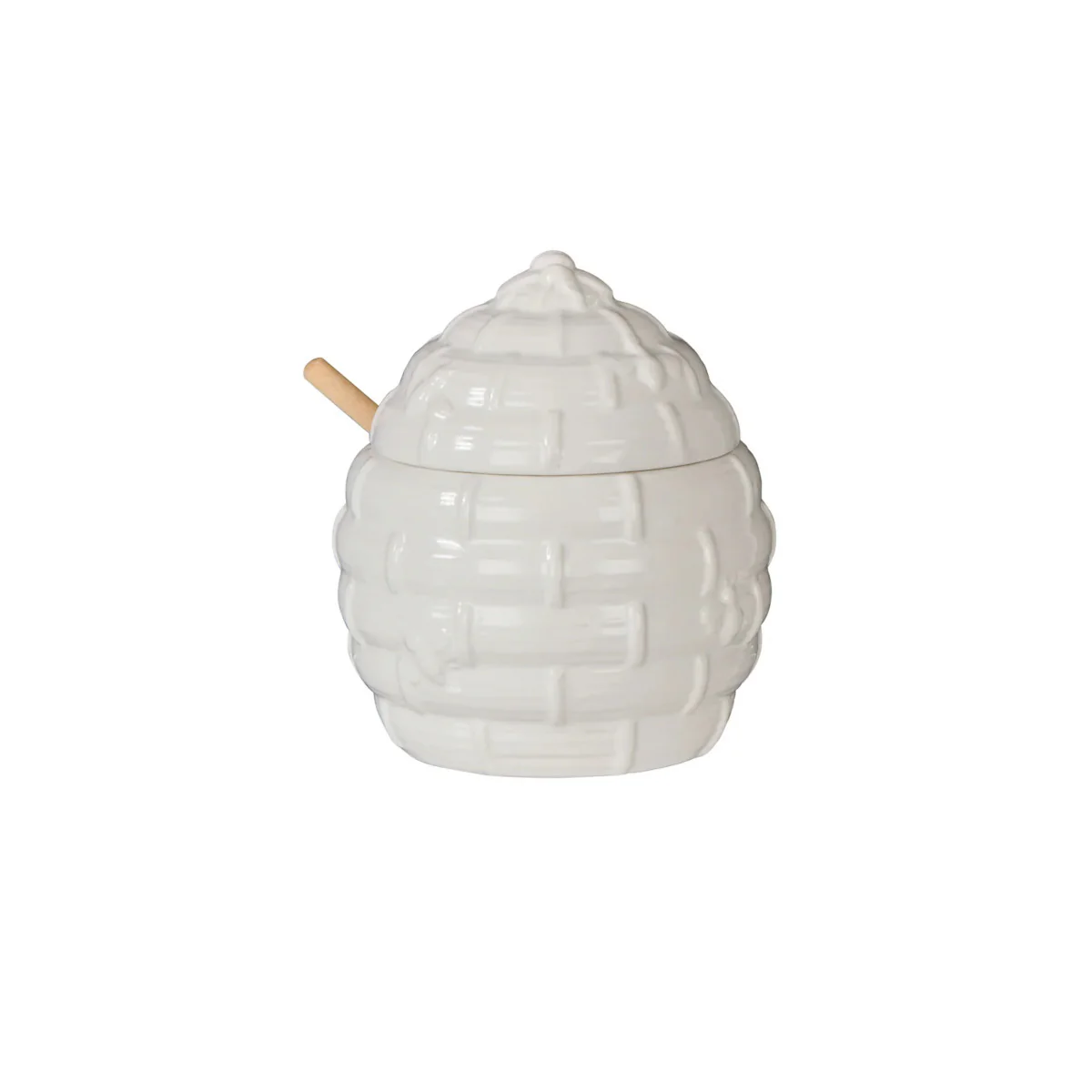 Davis & Waddell Wildflower & Hive Honey Jar with Dipper White