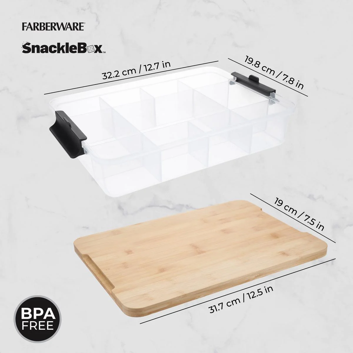 Farberware SnackleBox with Bamboo Board 20x32cm - Image 2
