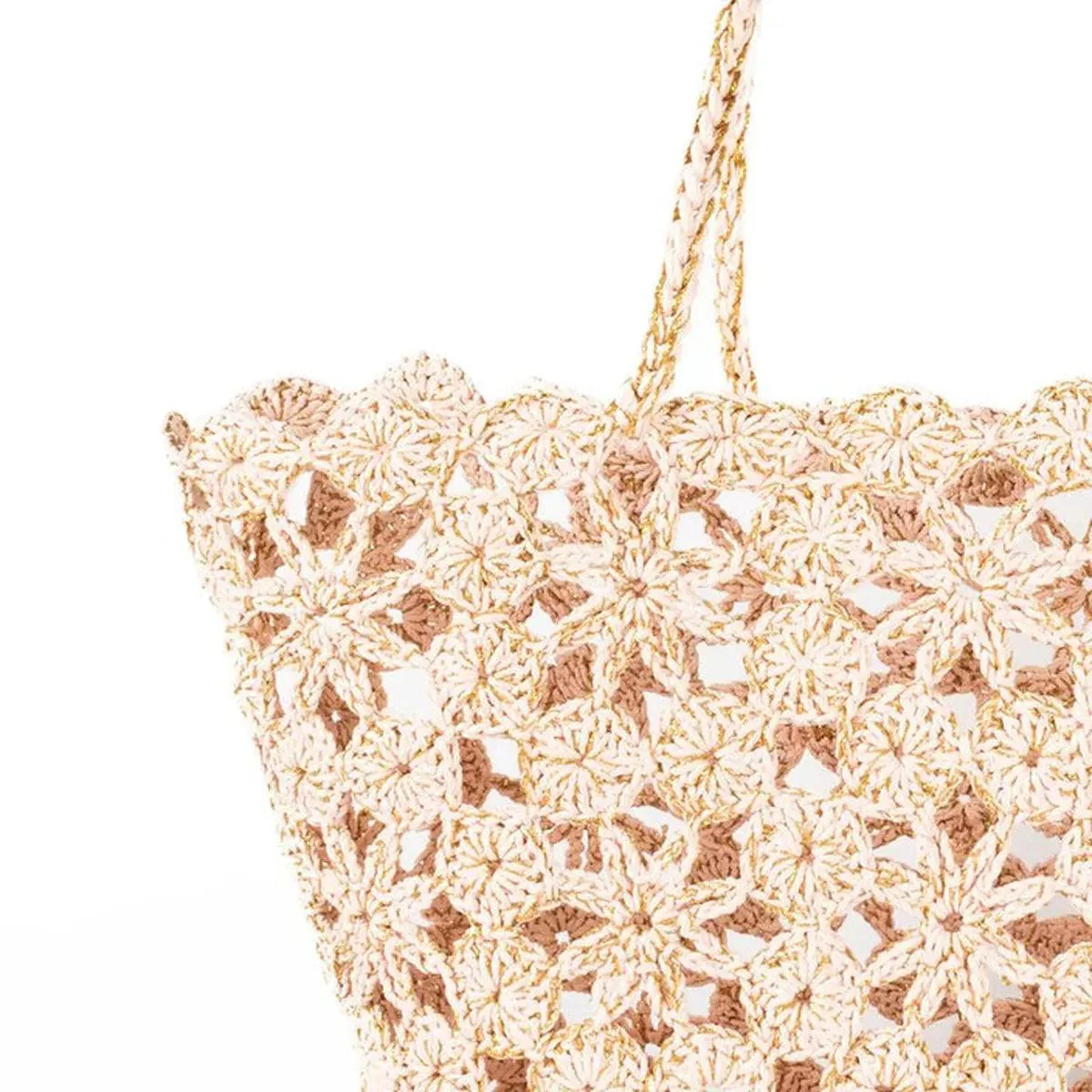French Bazaar Jane Crochet Basket Pink/Gold - Image 2