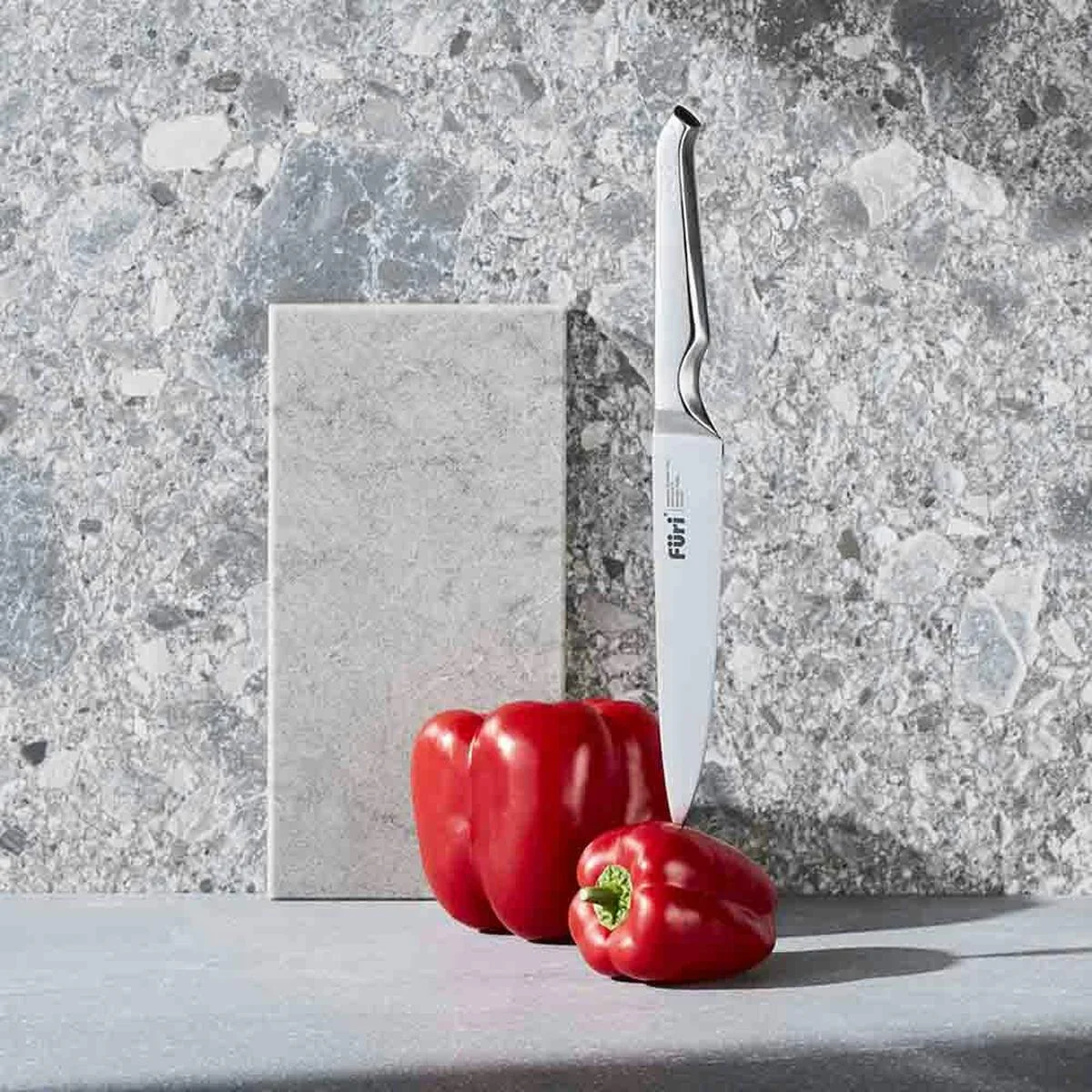 Furi Stone Knife Block Set Black and White Terazzo 5 Piece - Image 5