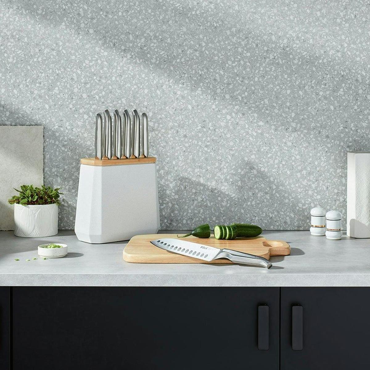 Furi Stone Knife Block Set Snow Terrazzo 7 Piece - Image 2