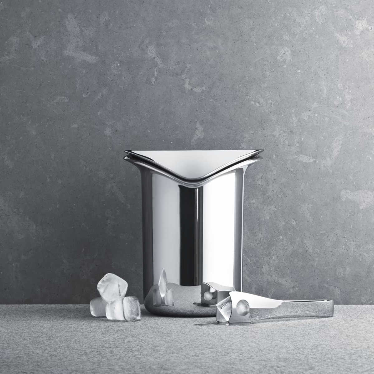 Georg Jensen Stainless Steel Wine & Bar Ice Bucket with Tongs - Image 2