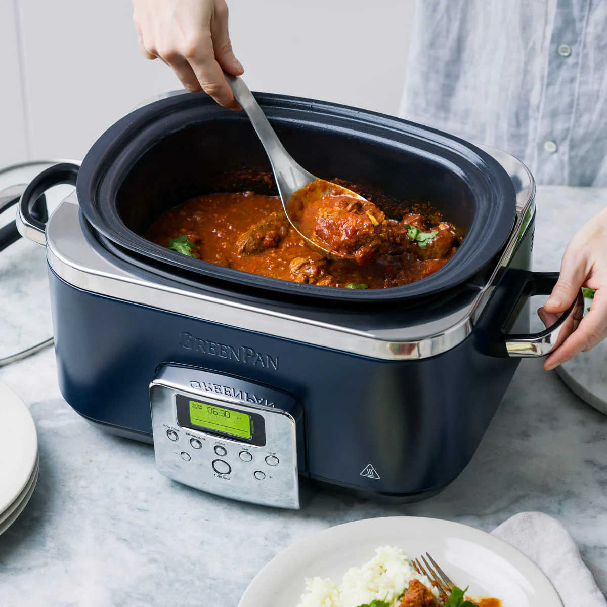 Greenpan Elite Slow Cooker Oxford Blue 6L - Image 3