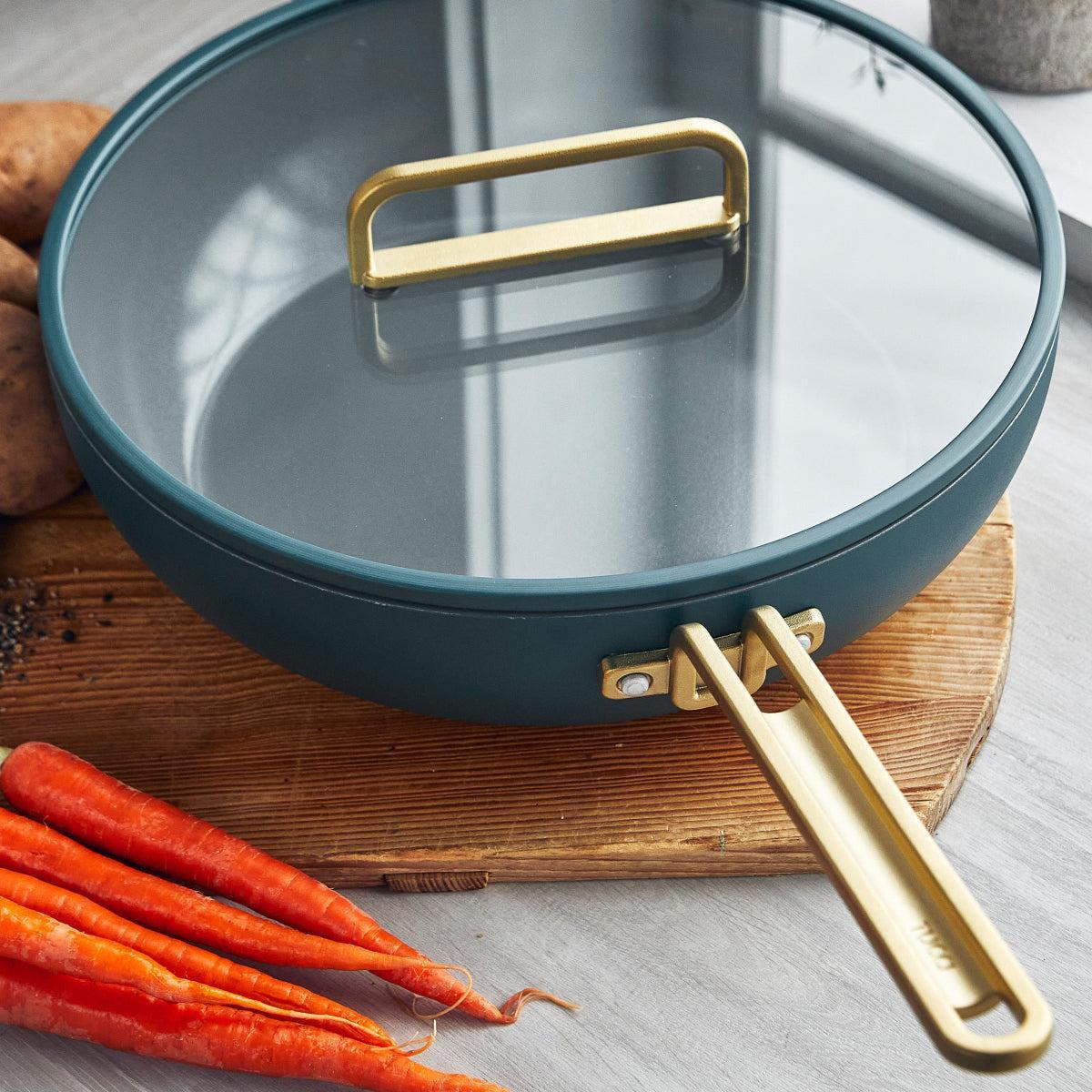 GreenPan™ Stanley Tucci™ Ceramic Nonstick Frypan with Lid Venetian Teal 33cm (6.15L) - Image 9