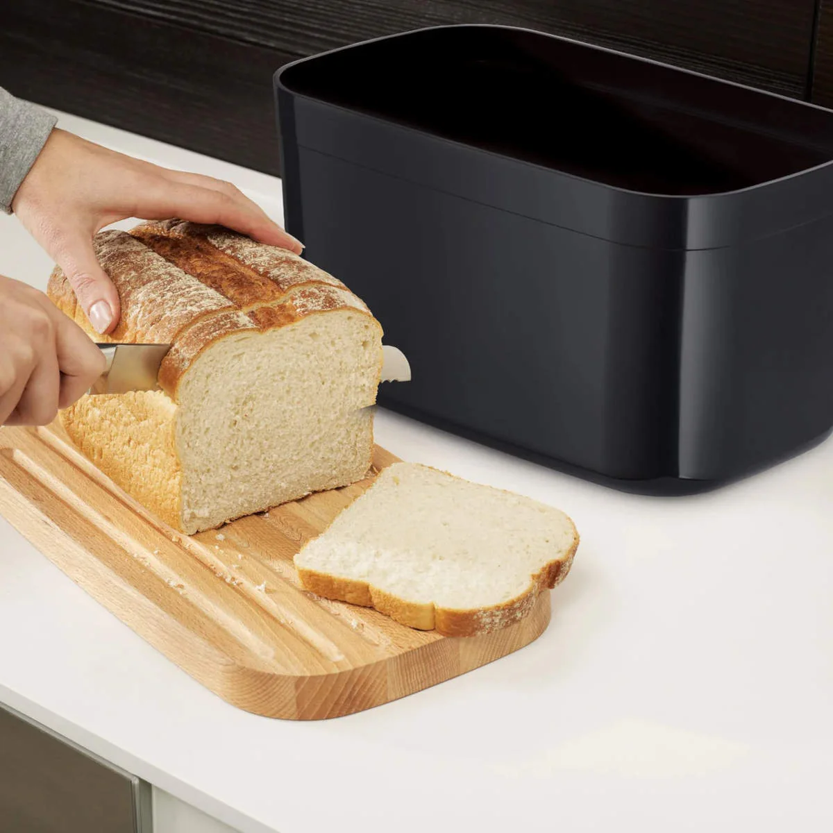 Joseph Joseph Bread Bin with Cutting Board Black - Image 3