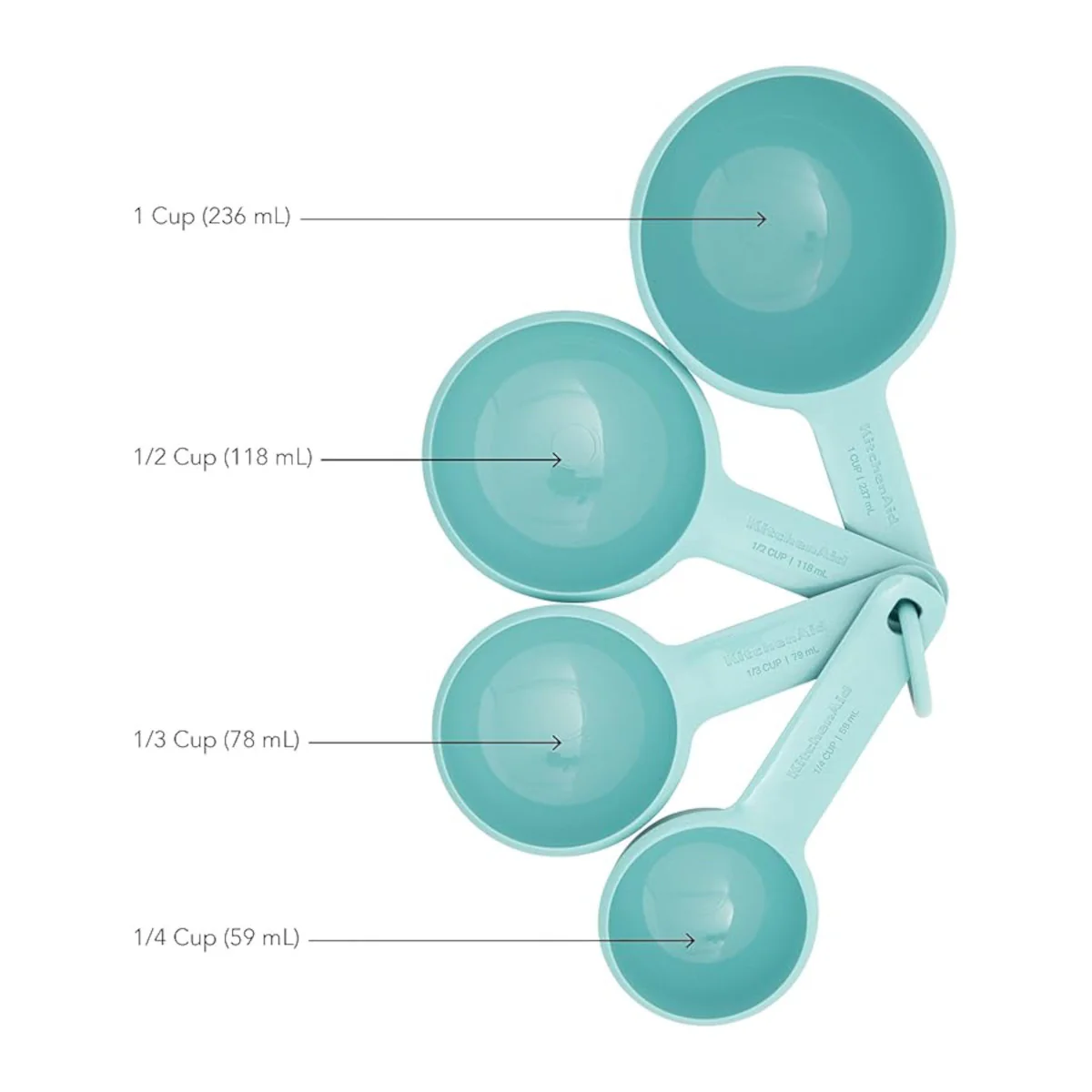 KitchenAid Classic Plastic Measuring Cups Mineral Water (Set of 4) - Image 3