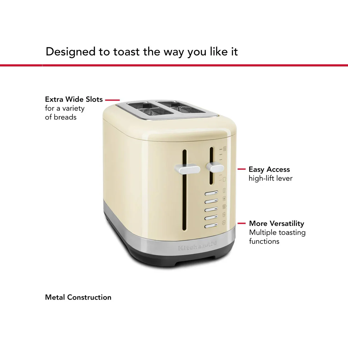 Kitchenaid KMT2109 2 Slice Toaster Almond Cream - Image 5