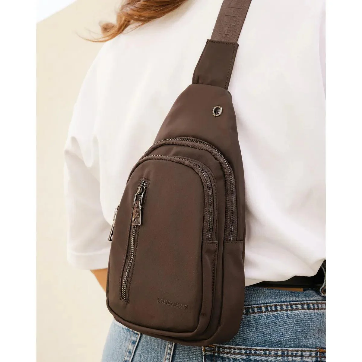 Louenhide Boyd Nylon Sling Bag Chocolate - Image 7