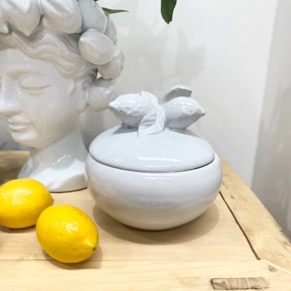 Mediterranean Market Lemon White Jar 18cm x 20cm - Image 2
