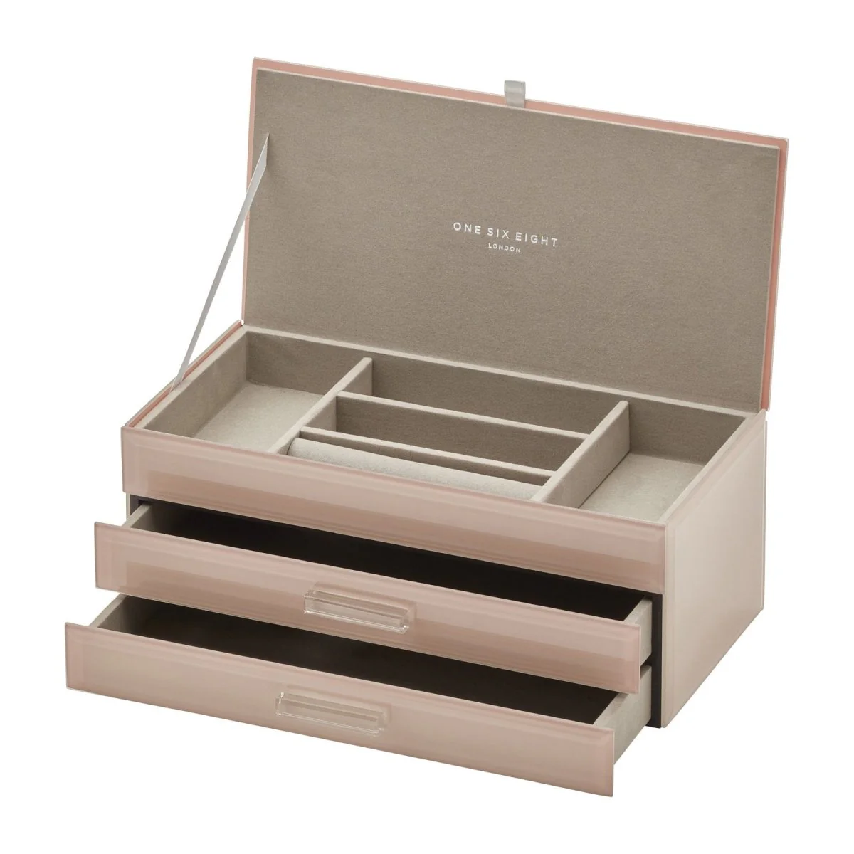 One Six Eight London Gabriella Jewellery Box with Drawers Blush Large