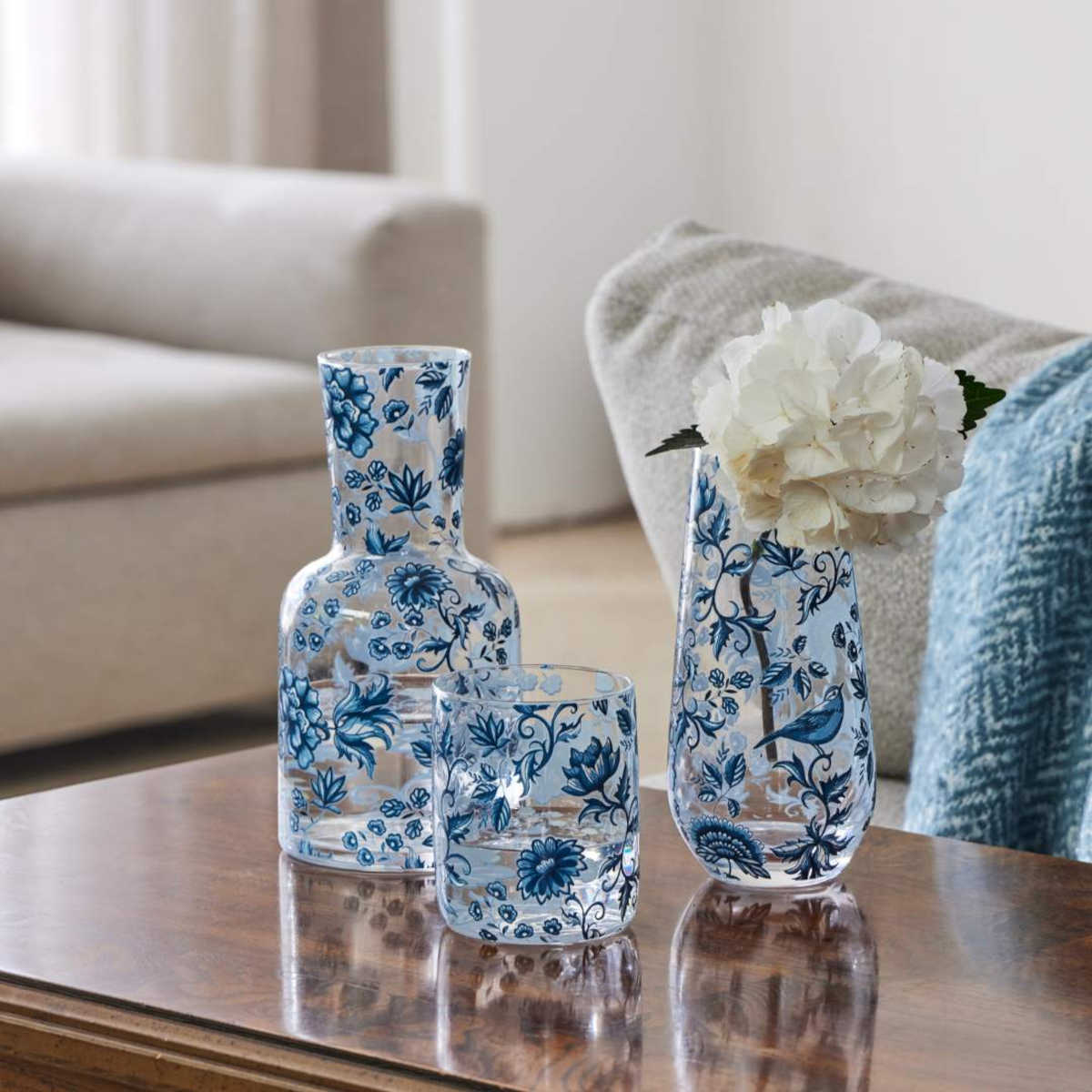 Pilbeam Living Chinoiserie Water Carafe Set Blue 770ml - Image 4