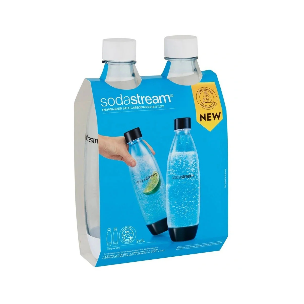 SodaStream Fuse Twin Pack Dishwasher Safe Carbonating Bottles White 1L - Image 3