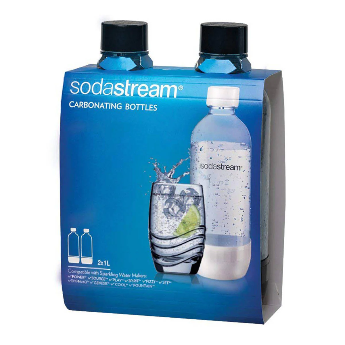 SodaStream Fuse Twin Pack Dishwasher Safe Carbonating Bottles Black 1L - Image 3