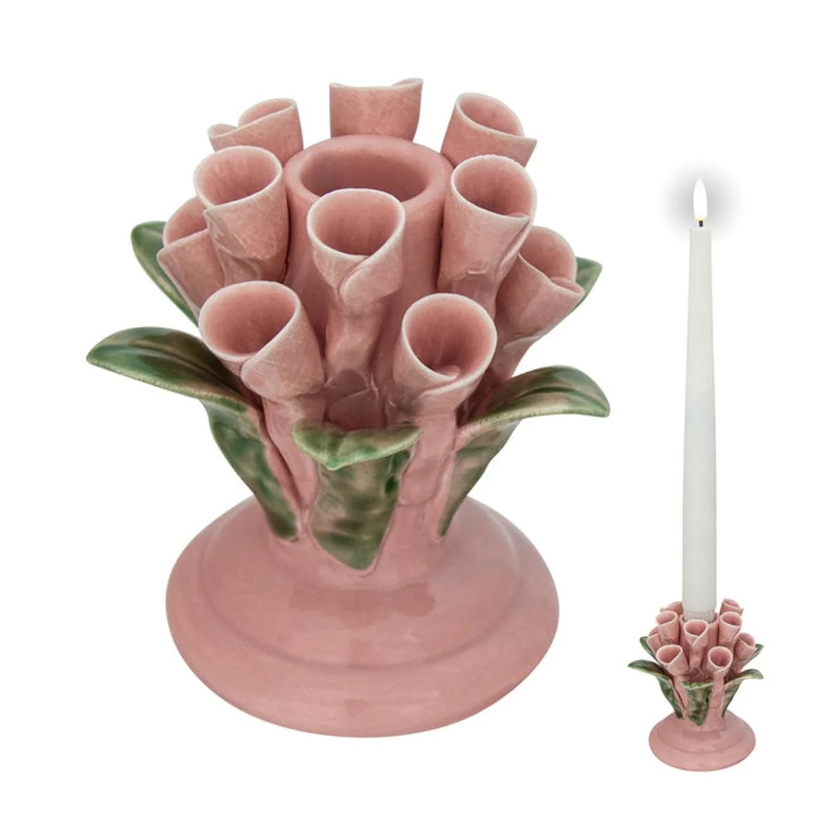 Tube Flower Ceramic Candle Holder Spring Pink 10.5 cm - Image 2