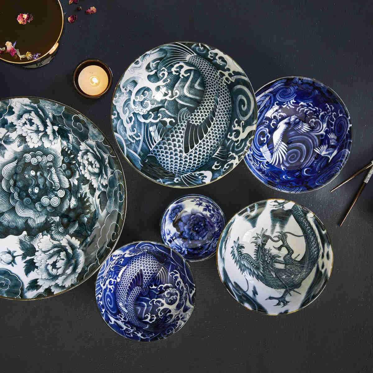Tokyo Design Japonism Menbachi Bowl Blue Carp 25cm - Image 6