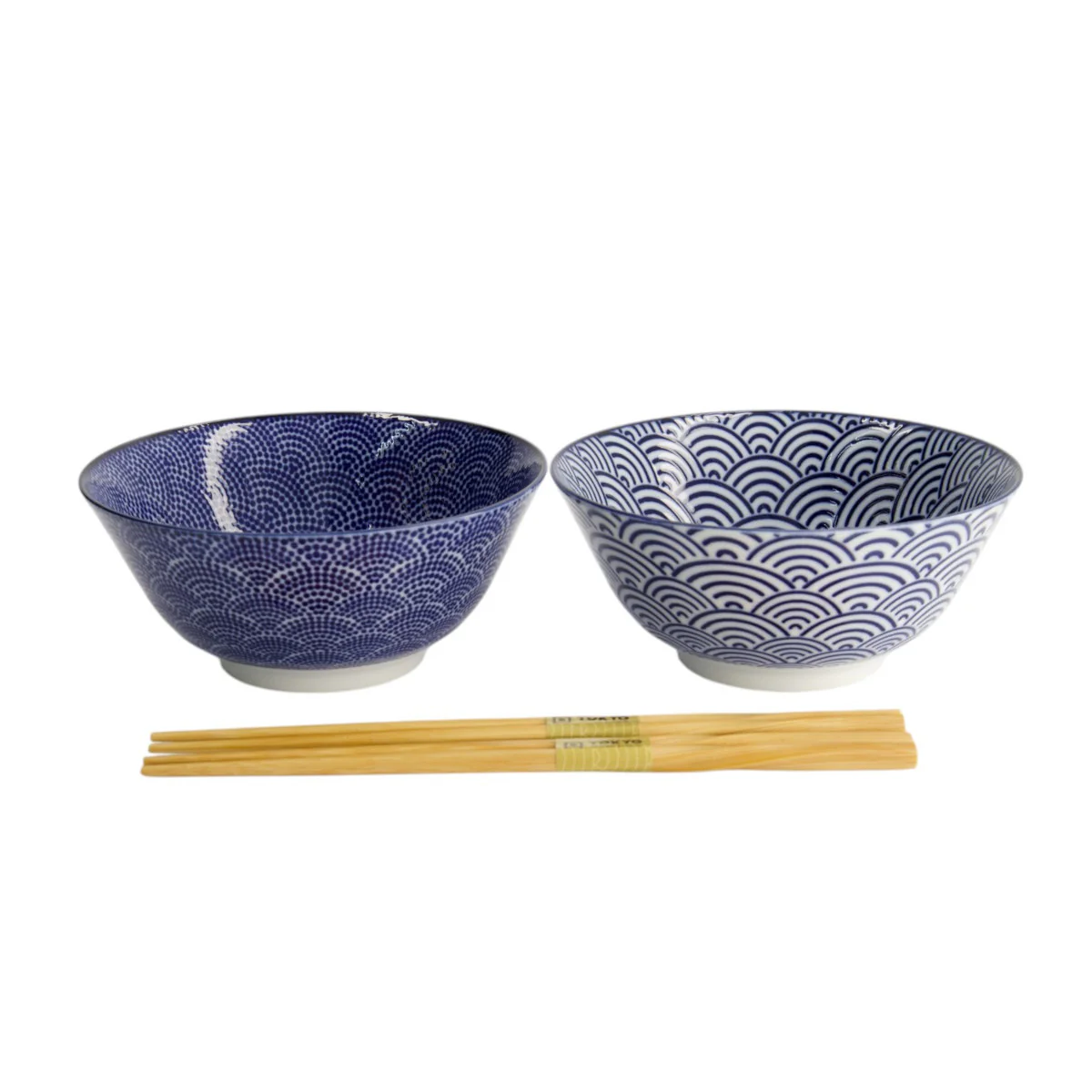 Tokyo Design Nippon Blue Tayo Bowls and Chopsticks Set of 2 - Image 2