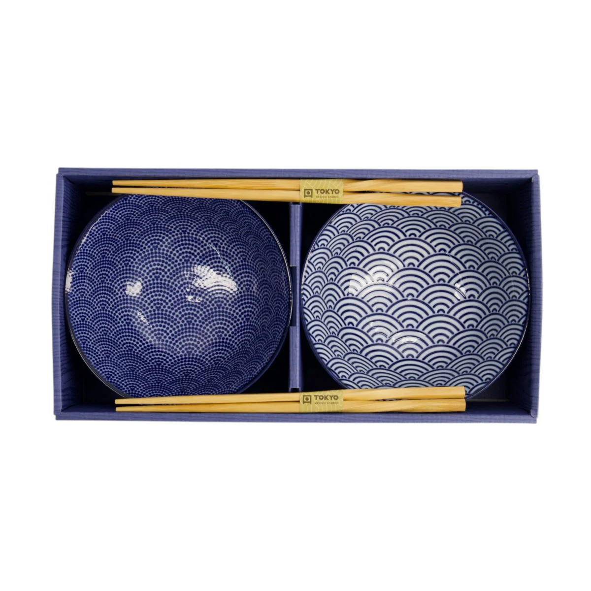 Tokyo Design Nippon Blue Tayo Bowls and Chopsticks Set of 2 - Image 6