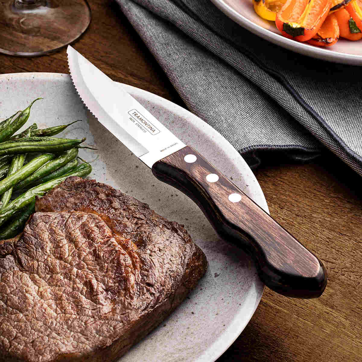Tramontina Polywood Jumbo Steak Knife Brown Set of 4 - Image 2